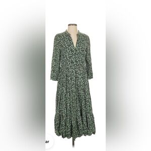EUC Madewell Green Floral Long Sleeve Dress - XS